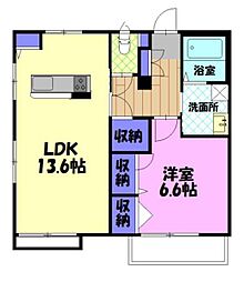 石浜コモンシティA 1LDKの間取図画像