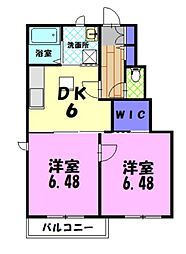 ブランシェタウンD 2DKの間取図画像
