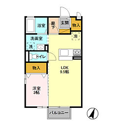 エクレールB 1LDKの間取図画像