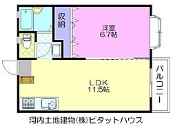 光マンション2 1LDKの間取図画像