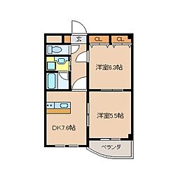 パピーガーデン 2DKの間取図画像