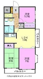 第二元今泉ハイタウン 3LDKの間取図画像