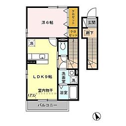 イーストヒルズ七番館 1LDKの間取図画像