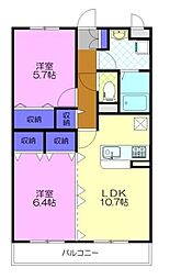 華美が丘プルミエ 2LDKの間取図画像