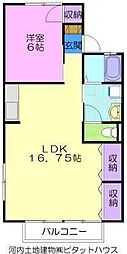 コーポ一の沢 1LDKの間取図画像