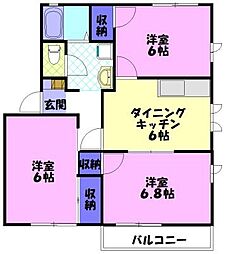 石浜コモンシティーF 3DKの間取図画像