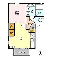 レグルスC 1DKの間取図画像