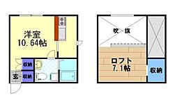 プリマカスターニャ宇都宮壱番館 ワンルームの間取図画像