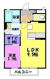フィカーサミズホB 1LDKの間取図画像