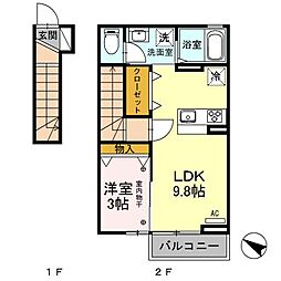 ル・シエル 1LDKの間取図画像