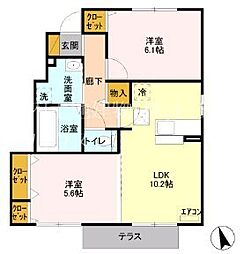 グレイスコート雅A 2LDKの間取図画像