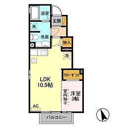 リベルテC 1LDKの間取図画像