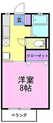 ドミールA 1Kの間取図画像