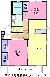 プラタナスナカジマB 2LDKの間取図画像