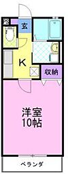 ハーモニー2 1Kの間取図画像
