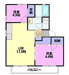メゾン・リヴィエールB 2LDKの間取図画像