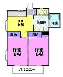 メゾンウスイB棟 2DKの間取図画像
