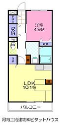 ハイムルーエ2 1LDKの間取図画像