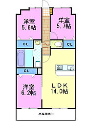 ヴィラージュエクセラン 3LDKの間取図画像