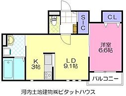 リアンボヌール 1LDKの間取図画像