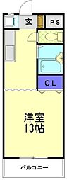 クォーレナカハラ 1Kの間取図画像