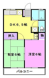 リバティハイム2 2DKの間取図画像