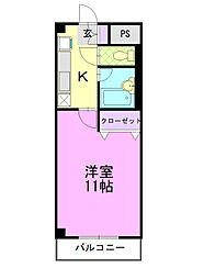 NARABU五番館 1Kの間取図画像