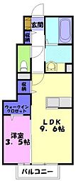 モダンヒルズ 1階1LDKの間取り