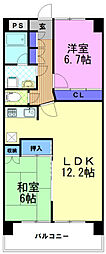 クロワサンス 4階2LDKの間取り