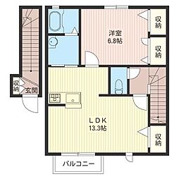 ROYAL CRESCENT 2階1LDKの間取り