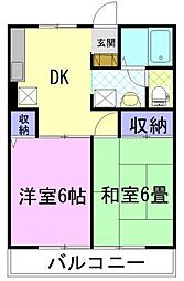 フレンド宝木C 2DKの間取図画像