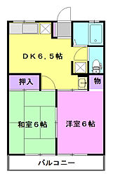 リバティハイム1 2DKの間取図画像