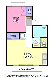 セジュールみはら1番館 1LDKの間取図画像