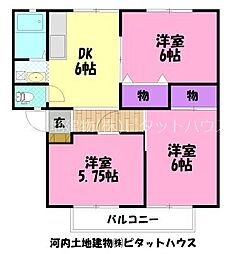 サンビレッジ野中B 3DKの間取図画像