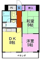 サングリートハイツ 2LDKの間取図画像