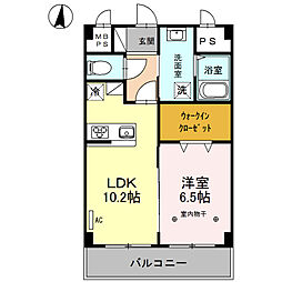 CREA元今泉 1LDKの間取図画像