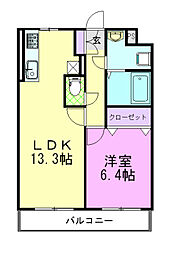 大島マンション3 1LDKの間取図画像