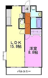 壱番館元今泉 1LDKの間取図画像