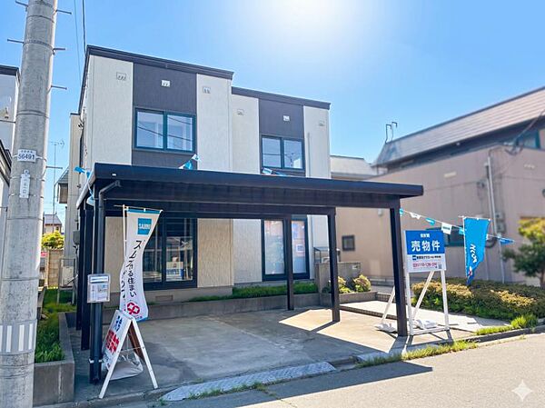 外観（南西より撮影）、基礎塗装、屋根張替工事をしました。