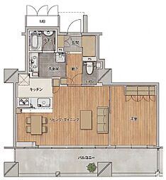 ブランズタワー大阪備後町 1LDKの間取図画像