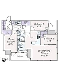 パークシティ中央湊ザタワー 3LDKの間取図画像
