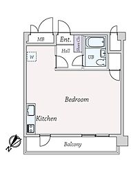 ディアプラザ根津 ワンルームの間取り