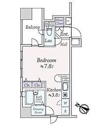 ファミール日本橋浜町公園 ワンルームの間取り