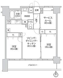 マイキャッスル平塚ロイヤルステージ 2SLDKの間取図画像