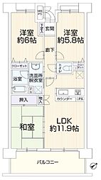ライオンズガーデン湘南緑が浜 3LDKの間取図画像