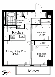 コスモ北千住 2LDKの間取図画像