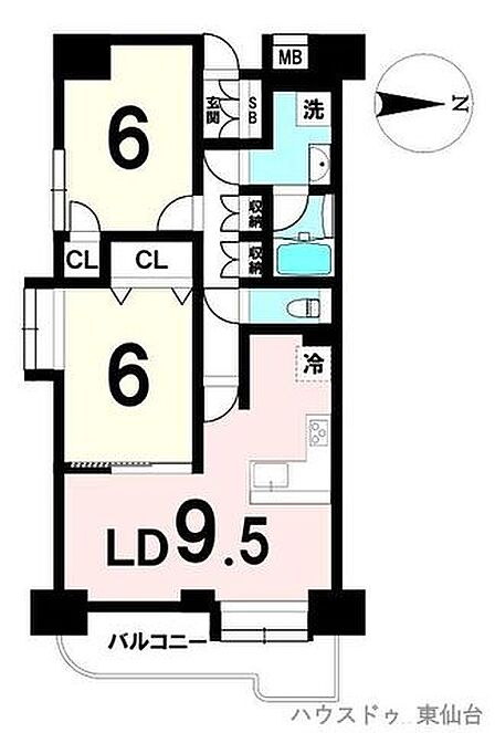 独立性の高い洋室2部屋と使いやすいLDK構成。出窓付きで採光良好、収納も各室に確保。回遊性のある動線で単身～DINK～小さめファミリーまで対応
