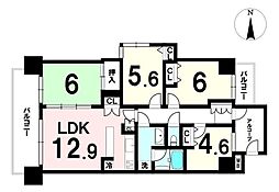 ダイアパレス五橋カルテット 3LDKの間取図画像