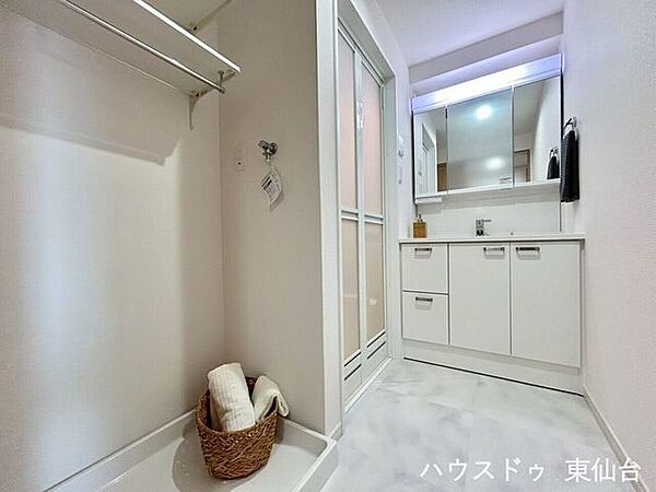夏の朝に嬉しい洗髪化粧洗面台付きです