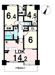 ヴィルヌーブ台原・並木通り 3LDKの間取図画像